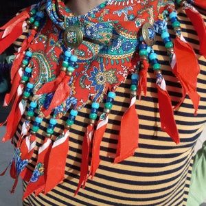 VTG 90's Southwestern Pony Beaded Han-kerchief